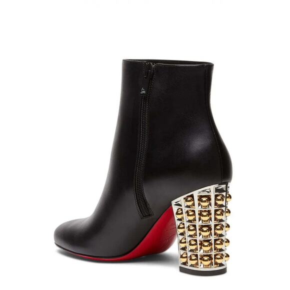 Christian Louboutin Vasa Booty 85 Black Leather Silver Gold Heel Ankle Boot 36 - Picture 5 of 8